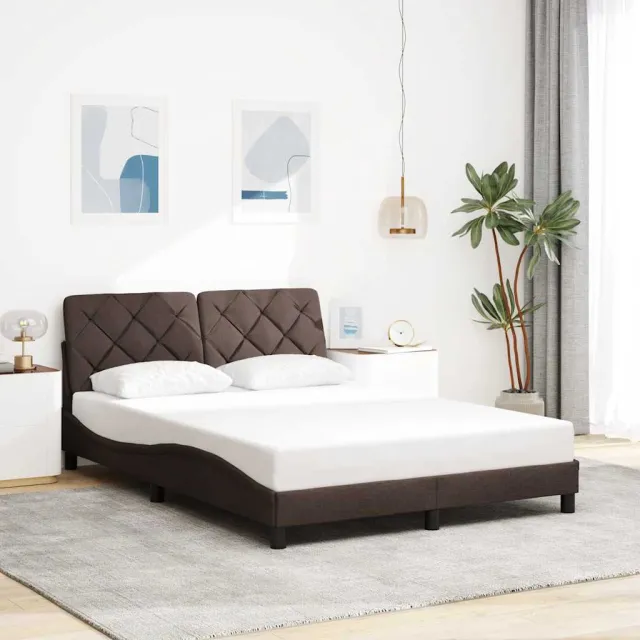 vidaXL Bedframe zonder matras 120x200 cm stof donkerbruin bruin