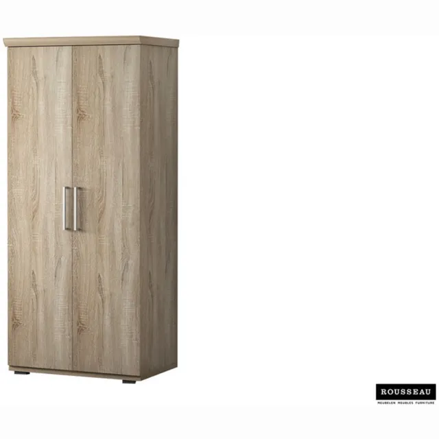 Rousseau Kledingkast Mike Sonoma – 2 Draaideuren – 2 Interne Lades – 80 x 52 x 183 cm - Rousseau Bruin