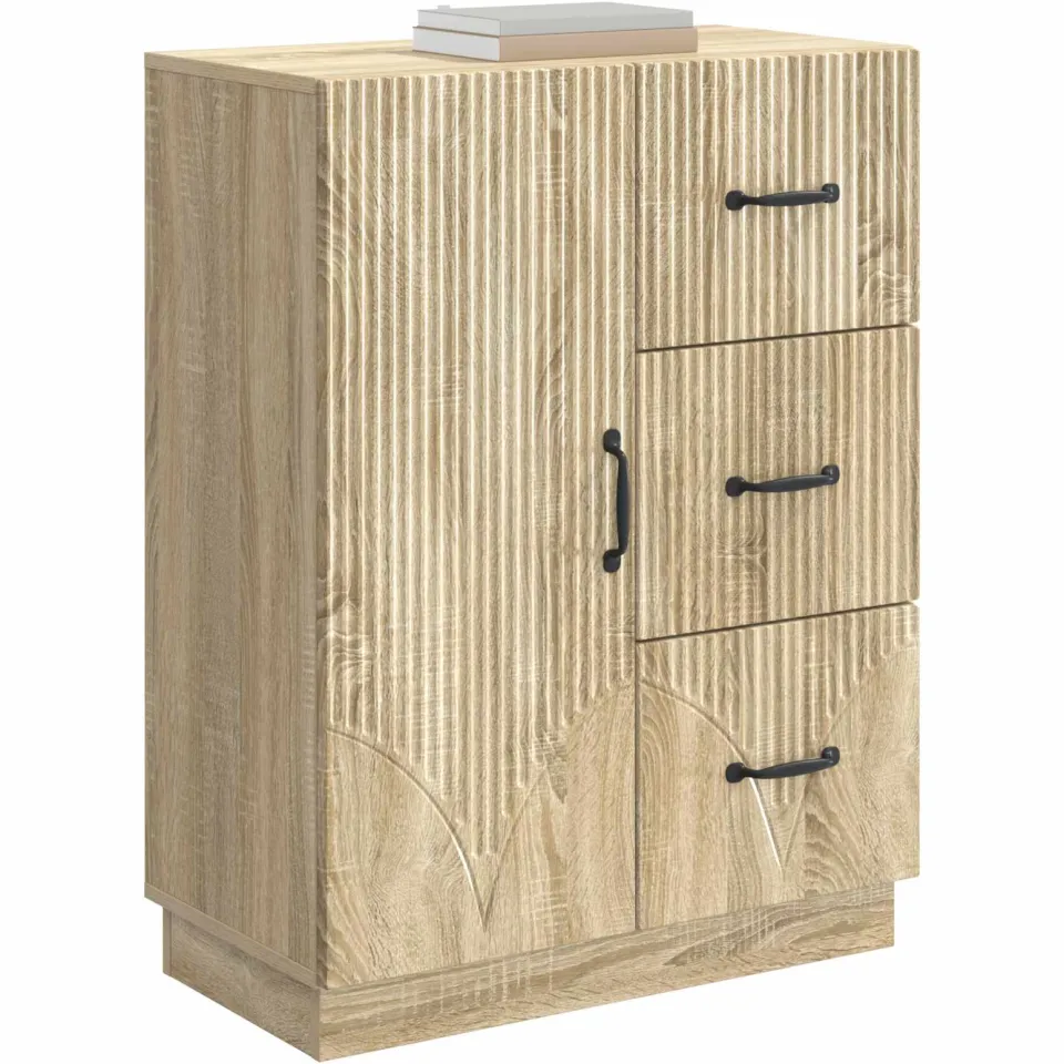 vidaXL Dressoir met lade Sonoma Eiken 66 x 34,5 x 87 cm Bewerkt hout Bruin