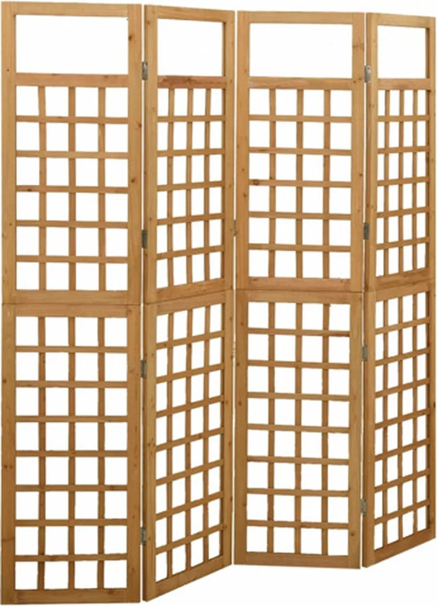 vidaXL Kamerscherm/trellis met 4 panelen161x180 cm massief vurenhout bruin, foto 3
