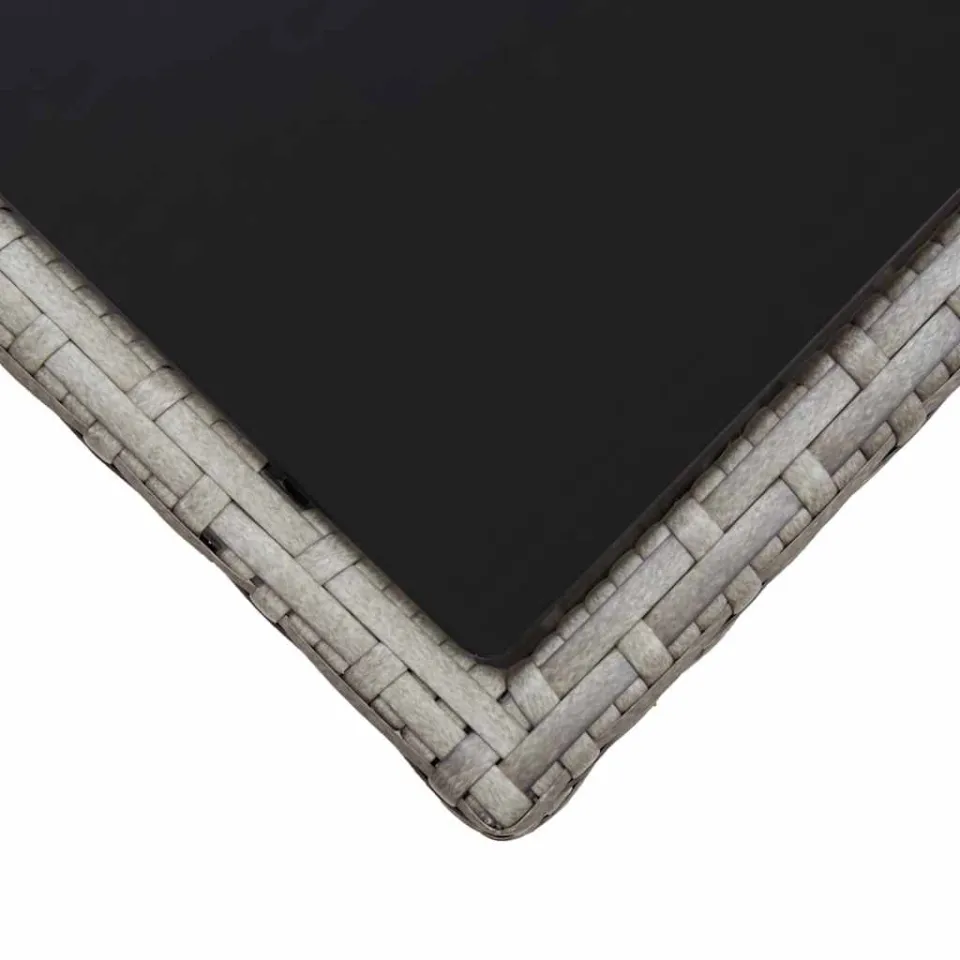 vidaXL Salontafel 45x45x40 cm poly rattan en glas grijs, foto 4