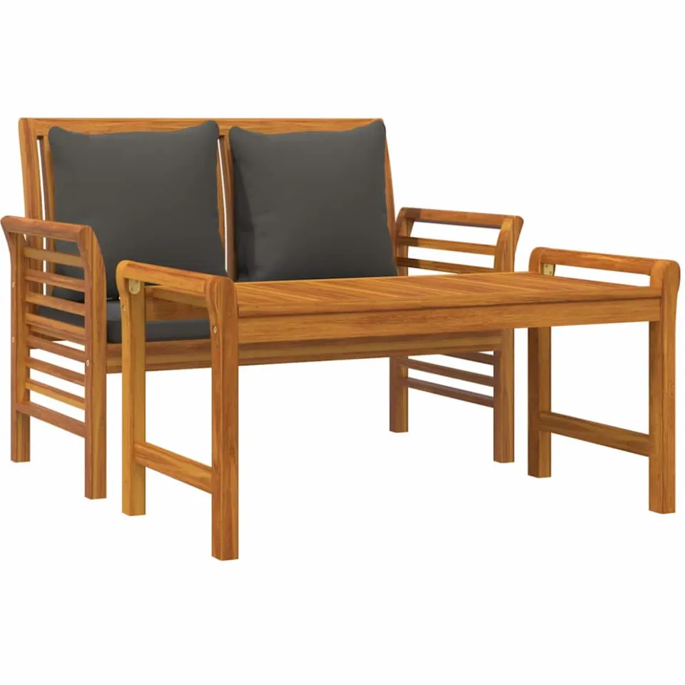 vidaXL 2-delige Loungeset met donkergrijze kussens massief hout Bruin