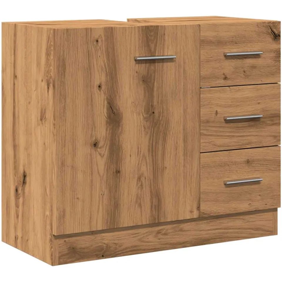 vidaXL Wastafelkast 63x30x54 cm bewerkt hout artisanaal eikenkleur Bruin