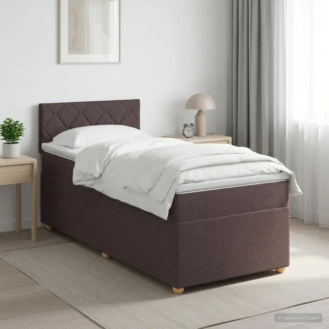 vidaXL Boxspringbed met matras Donkerbruin 90 x 200 cm Stof