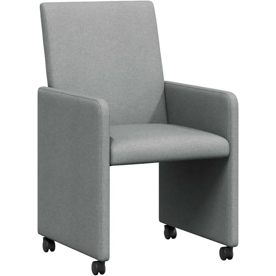 vidaXL Eetkamerstoelen met Wieltjes 2 st Stof Lichtgrijs