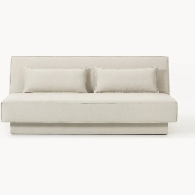 Westwing Collection Bouclé slaapbank David (3-zits) met opbergruimte Beige