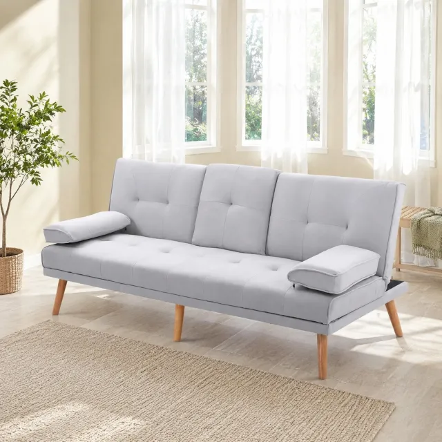 CHICFURN Slaapbank - Verstelbare rugleuning - 3-zits - Lichtgrijs