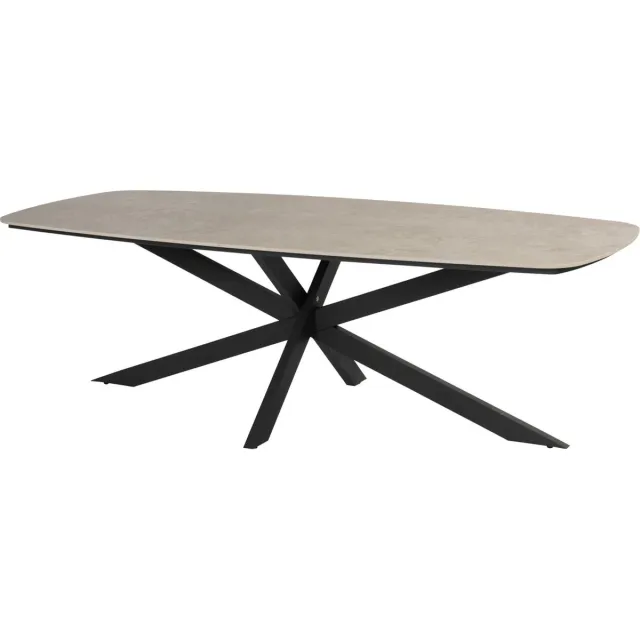 4 Seasons Outdoor Prado dining tuintafel 240x105xH75 cm antraciet met keramisch deens ovaal blad Taste 4SO
