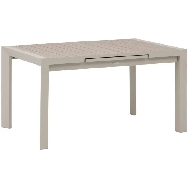 Hespéride Uitschuifbare tuintafel voor 8 personen van aluminium met houtlook ÉVASION beige lin