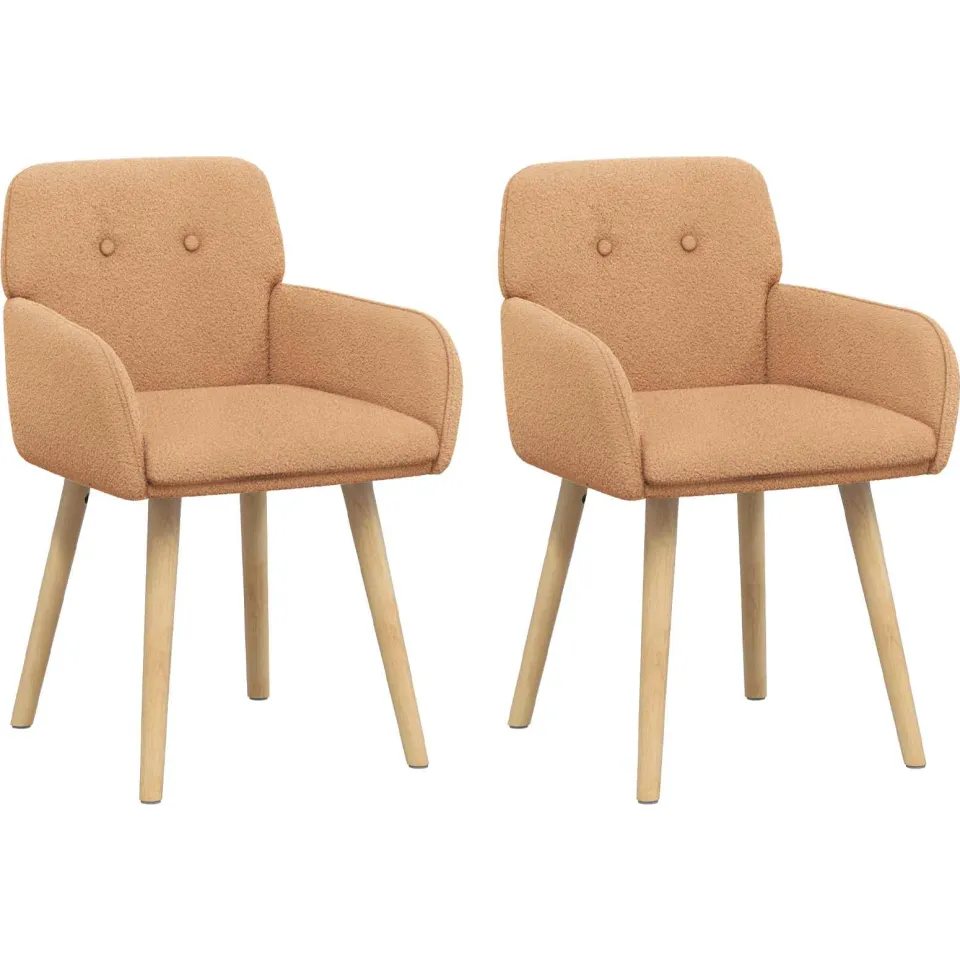 vidaXL Eettafelstoelen 2 st Bouclé Beige 59 x 56,5 x 85 cm, foto 3