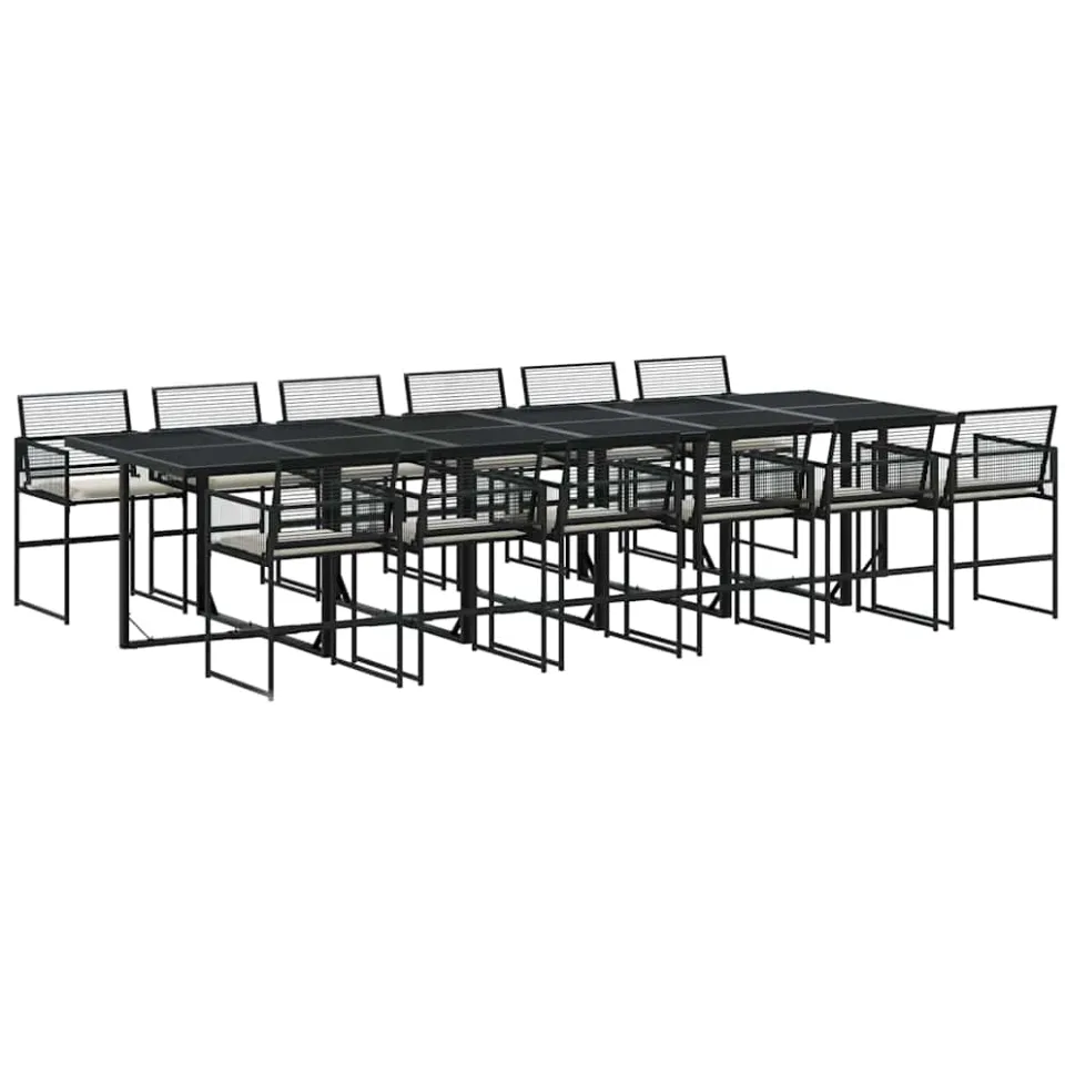 vidaXL 13-delige Tuinset met kussens poly rattan zwart