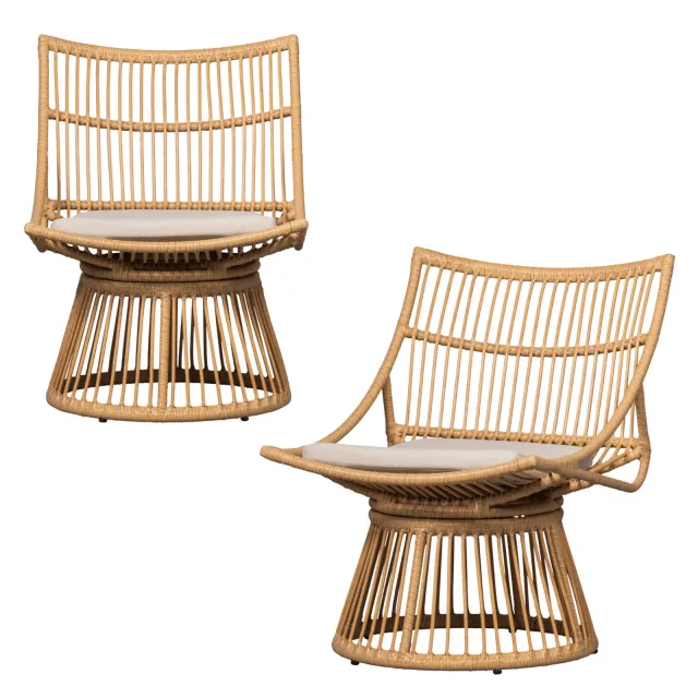 WOOOD Alatna Tuinstoelen - Wicker - Naturel - Set van 2
