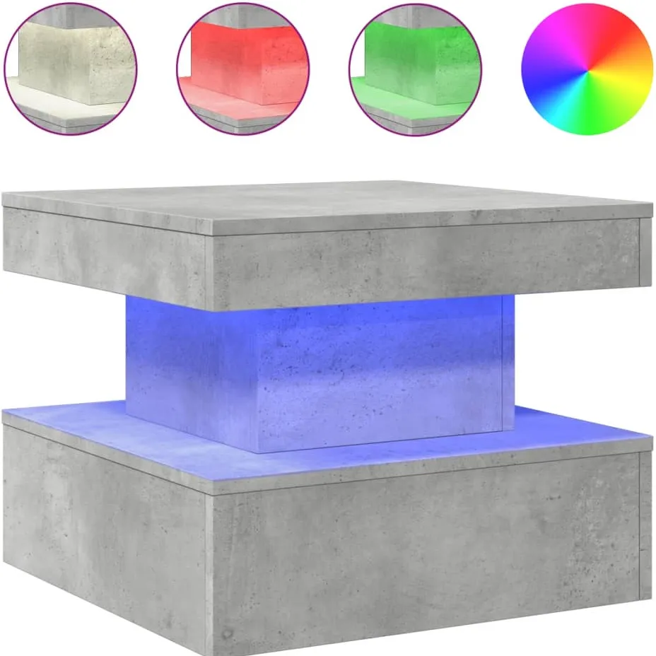 vidaXL Salontafel met LED-verlichting 50x50x40 cm betongrijs