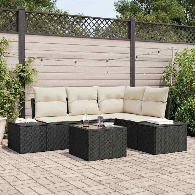 vidaXL Tuinbankenset met opslag Bruin en Crème poly rattan, foto 2
