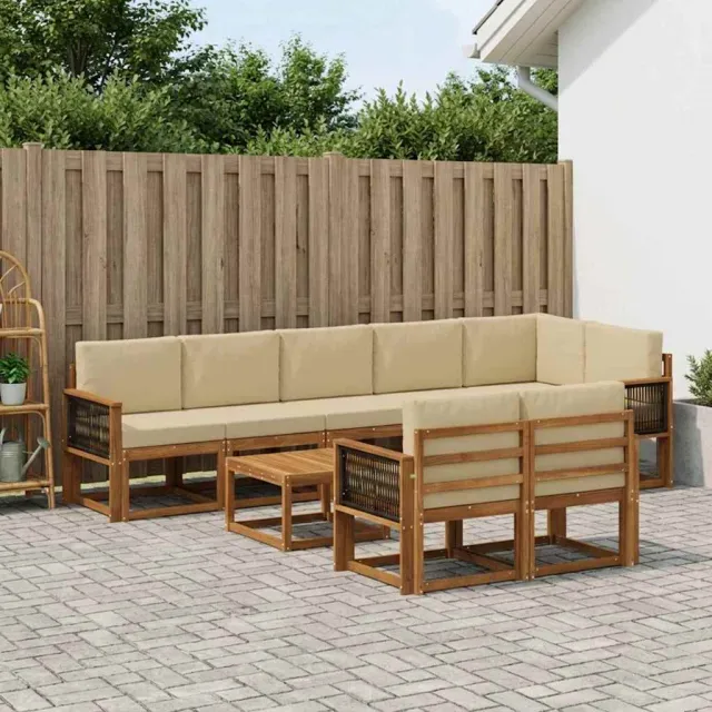 vidaXL Buiten bankenset 9 st 8-zits Natuurlijk en Beige