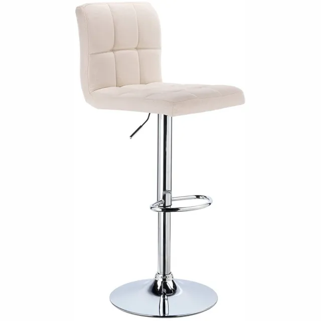 Happyment Barkruk Rio Industrial Creme - Barkrukken set van 1 - Barstoel Kruk - Barstoelen met rugleuning - Keukenstoel - In hoogte verstelbaar - Linnen