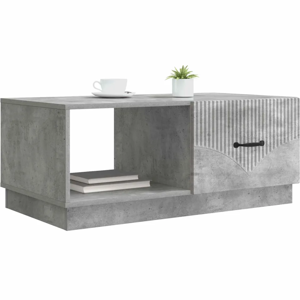 vidaXL Salontafel Betongrijs 90 x 50 x 37 cm Bewerkt hout grijs, foto 3