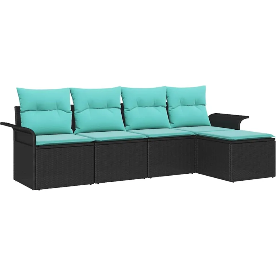 vidaXL Tuin Sofa Set 5 st Zwart poly rattan