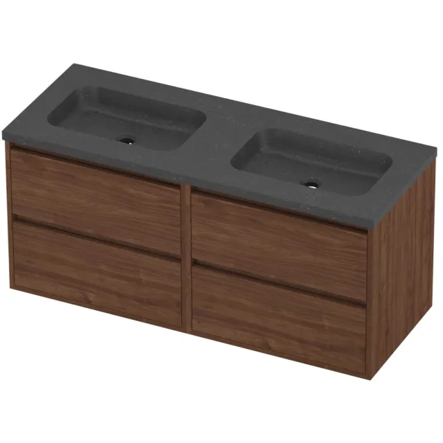 Proline Rollo Badmeubelset Hardsteen Elegant 4 Laden 120x46x54 cm Blue Stone Indian Walnut Houtlook