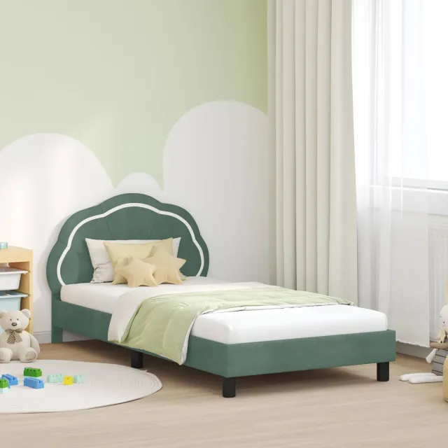 vidaXL Bedframe voor kinderen met hoofdbord Zeegroen 90 x 190 cm