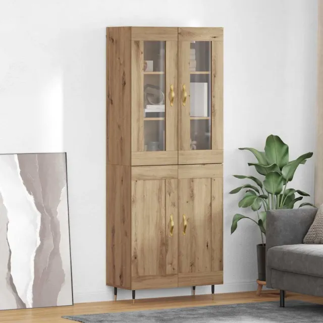 vidaXL Hoge kast 2 st Artisan Eiken 69,5 x 34 x 180 cm Bewerkt hout Bruin