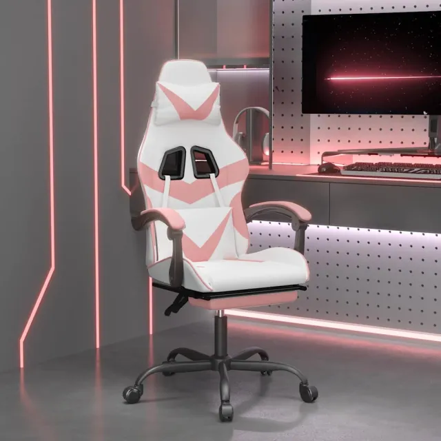 vidaXL Gamestoel kunstleer wit en roze, foto 2