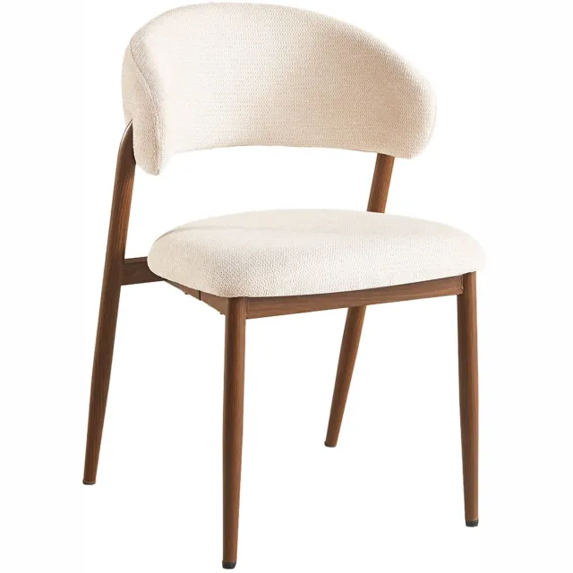 Lizzely Garden & Living Eetkamerstoel Japandi Fabian beige walnoot poten japanse stijl eetstoel zetel