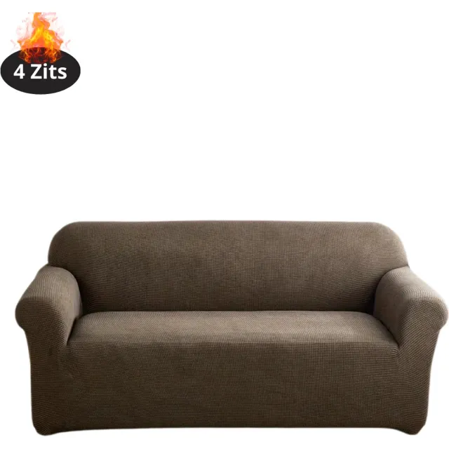 Nivard Bankhoes - Bankbeschermer - Stretch - Sofa Cover - Effen - Licht Koffie - 4 Zits