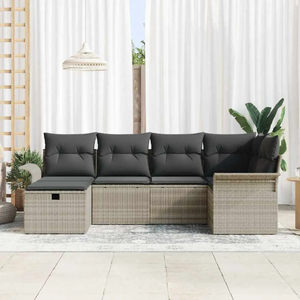 vidaXL Tuin Sofa Set 6 st Poly riet bruin, foto 3