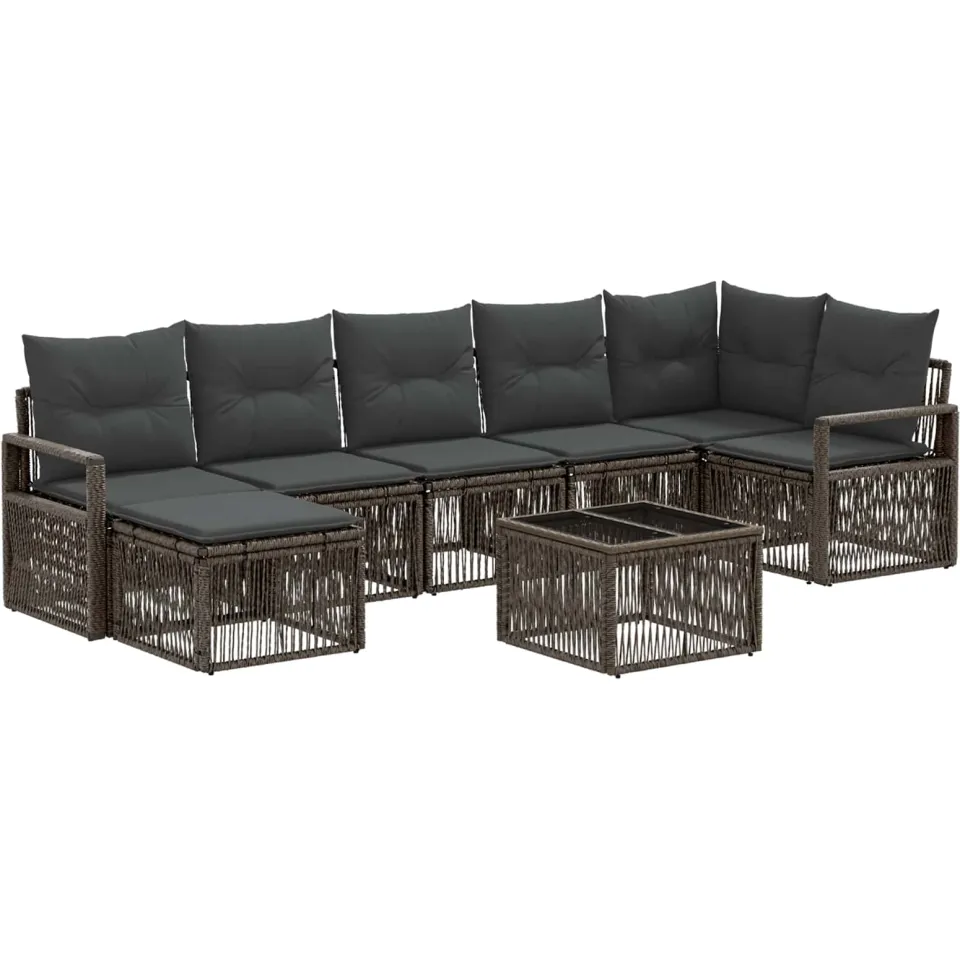 vidaXL Tuinbankenset 8 st Grijs poly rattan, foto 3