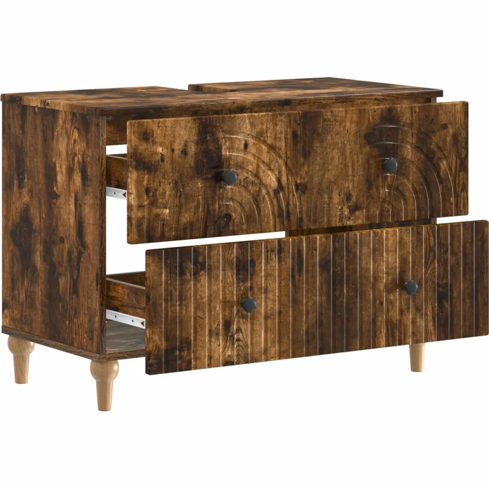 vidaXL Badkamer wastafelkast ALKMAAR Gerookt eiken 82 x 41 x 59 cm Bruin