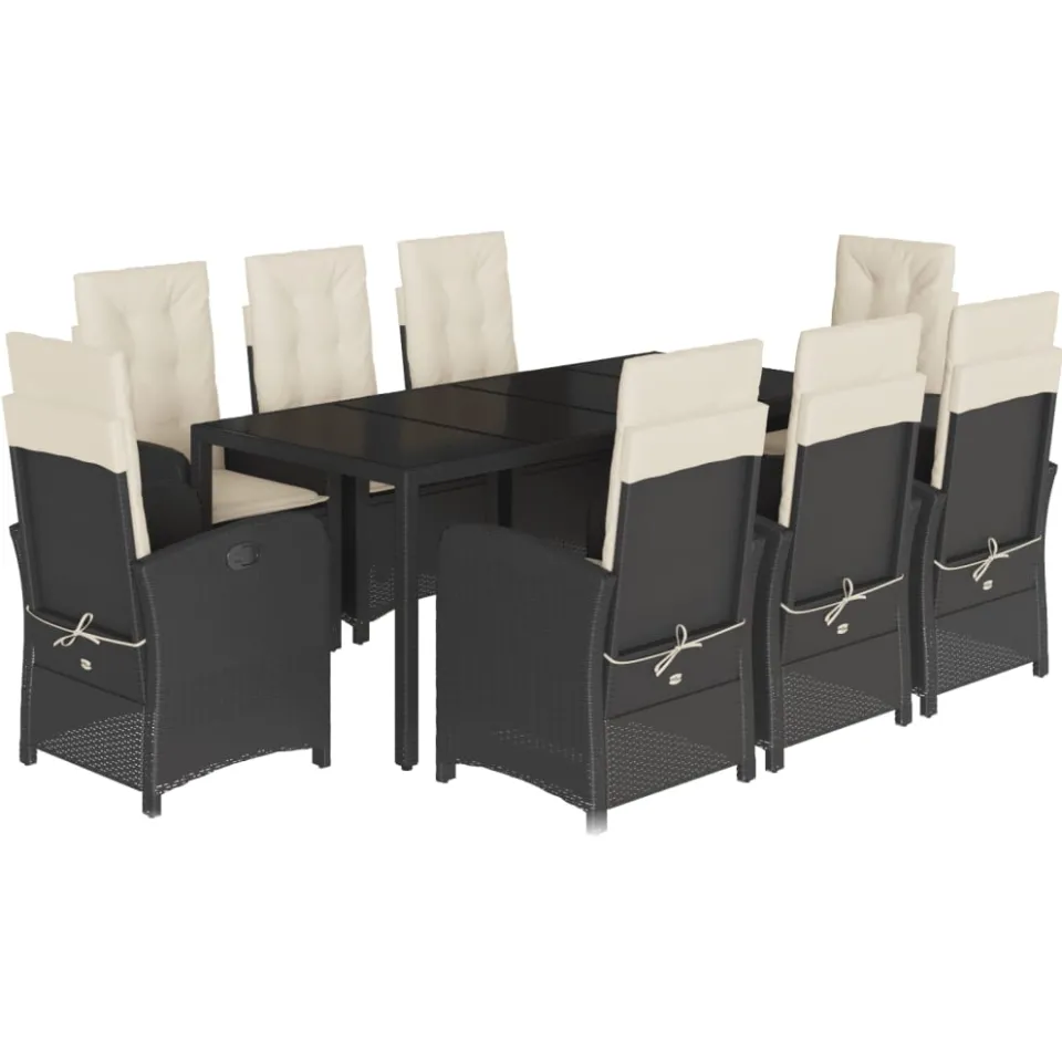 vidaXL 9-delige Tuinset poly rattan zwart, foto 4