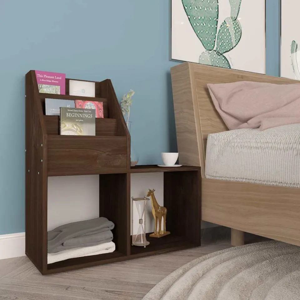 vidaXL Kindertijdschriftenrek 71x30x78,5 cm bewerkt hout gerookt eiken, foto 3