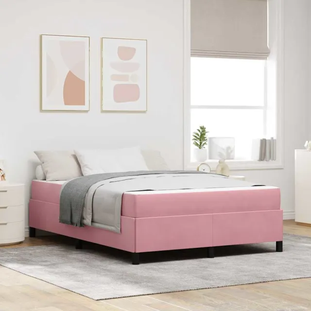 vidaXL Bedframe Roze 140 x 190 cm Stof