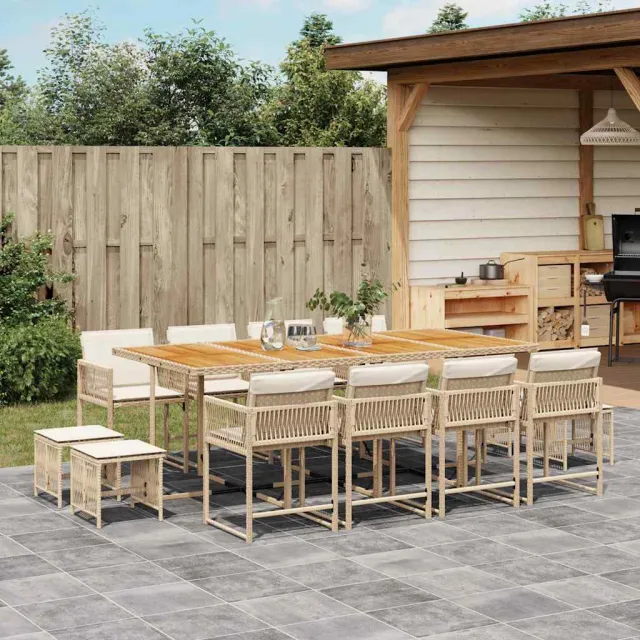 vidaXL 13-delige Tuinset met kussens poly rattan beige, foto 2
