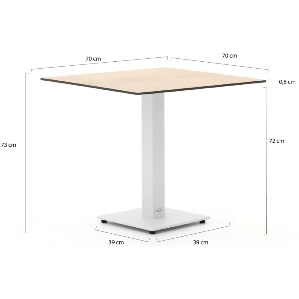 Forza Furniture Forza Orta tuintafel 70x70x73cm wit, foto 2