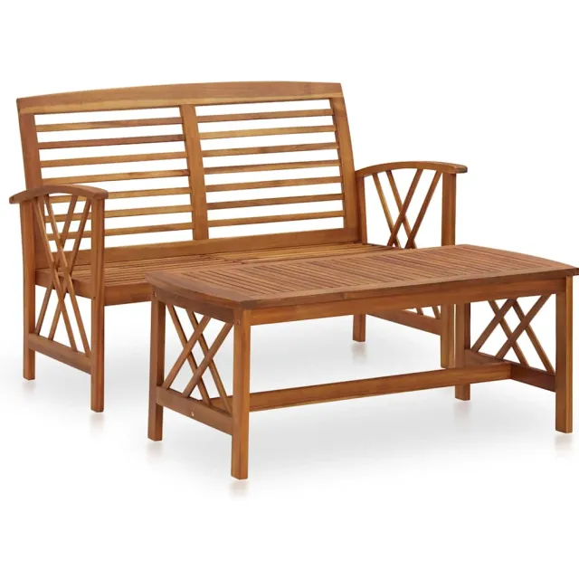 vidaXL 2-delige Loungeset massief acaciahout Bruin