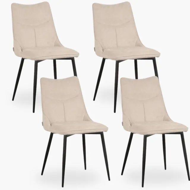 DOK 2 4x Eetkamerstoel Kate - Beige Stof - Set van 4 - Naturel
