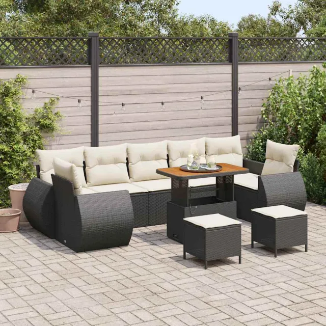 vidaXL Tuinbankenset 10 st Zwart poly rattan