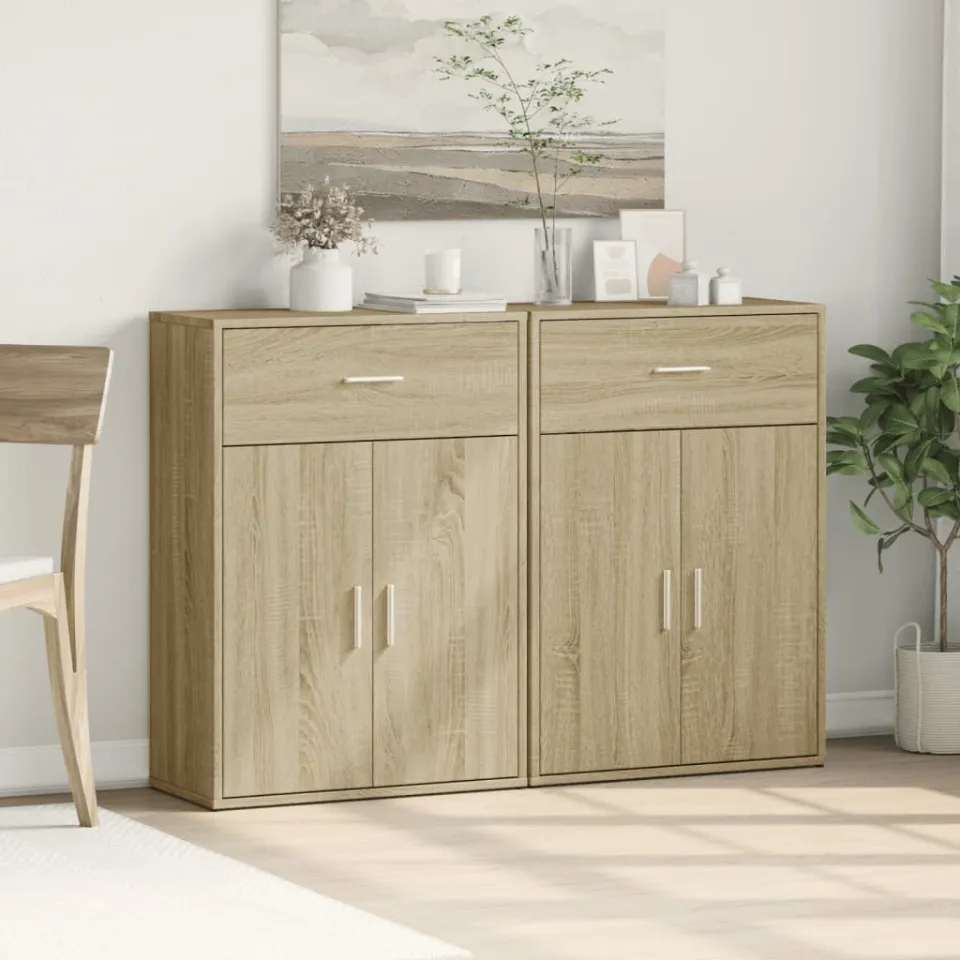 vidaXL Dressoirs 2 st 60x30x84 cm bewerkt hout sonoma eikenkleurig, foto 3