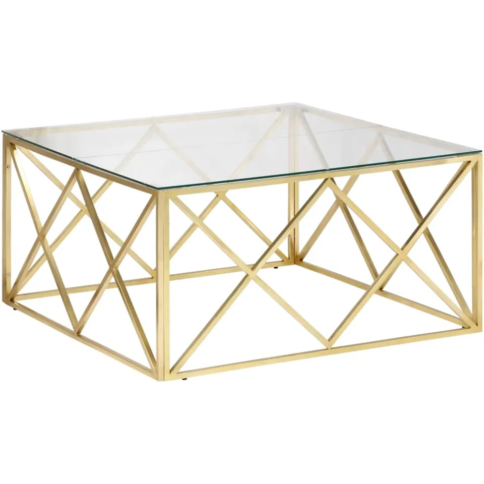 vidaXL Salontafel roestvrijstaal en gehard glas goudkleurig