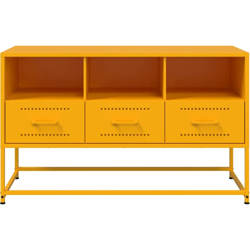 vidaXL Tv-meubel 100,5x39x60,5 cm staal mosterdgeel, foto 4