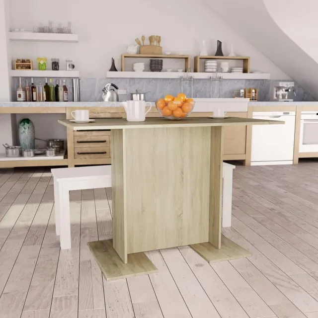 vidaXL Eettafel - 110x60x75 - cm - bewerkt - hout - sonoma - eikenkleurig Sonoma eiken