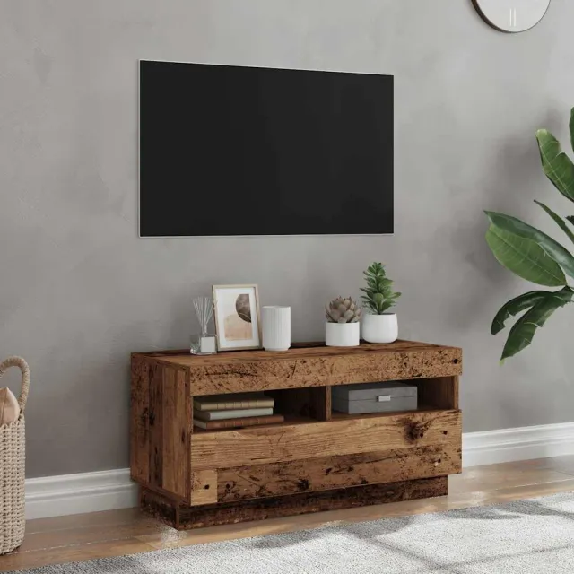 vidaXL Tv-meubel met LED 80x35x40 cm bewerkt hout oud hout Bruin