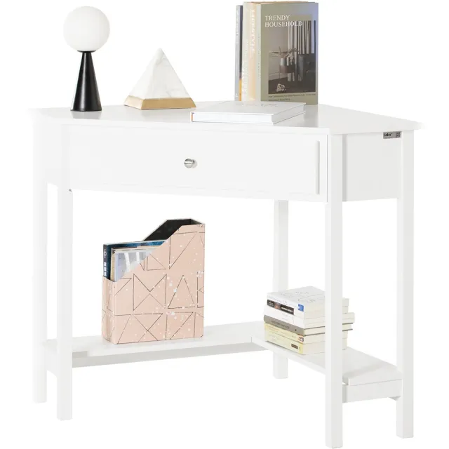 SoBuy FWT31-W Hoekbureau - Wit Houten Bureau met Lade 76x76cm