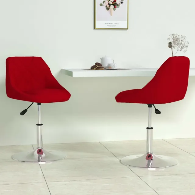 vidaXL Eetkamerstoelen draaibaar 2 st fluweel wijnrood, foto 2