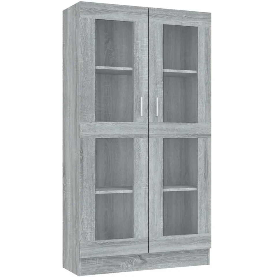 vidaXL Vitrinekast 82,5x30,5x150 cm bewerkt hout grijs sonoma eiken, foto 3