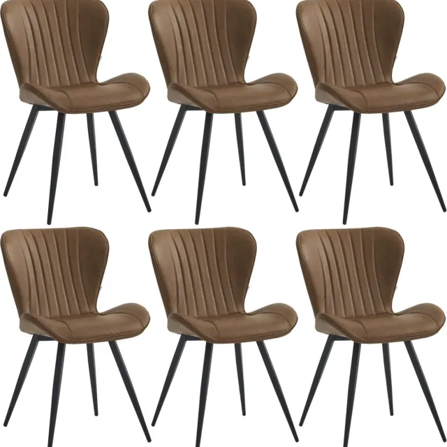 Colenis Star Eetkamerstoel - Set van 6 - Cognac - PU - Industrieel - Design - Eetkamerstoelen - Stoel