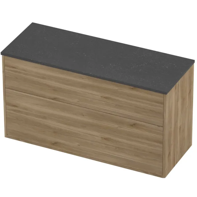 Proline Deck Badmeubelset Hardsteen Voor Grepen 2 Laden 120x46x67 cm Blue Stone Cider Oak Eiken