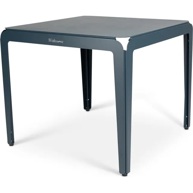 Weltevree Bended Table | Aluminium Tuintafel 90 x 90 cm | Tuinmeubel, Buitentafel Vierkant, Eettafel Buiten | Tuin Tafel 4 Personen | Grijsblauw Grijsblauw RAL 5008